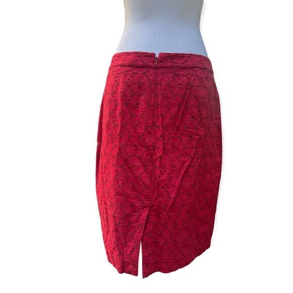 J. CREW THE PENCIL SKIRT ALLOVER COTTON DOILY LACE BURGUNDY RED SIZE 8 - Picture 4 of 10